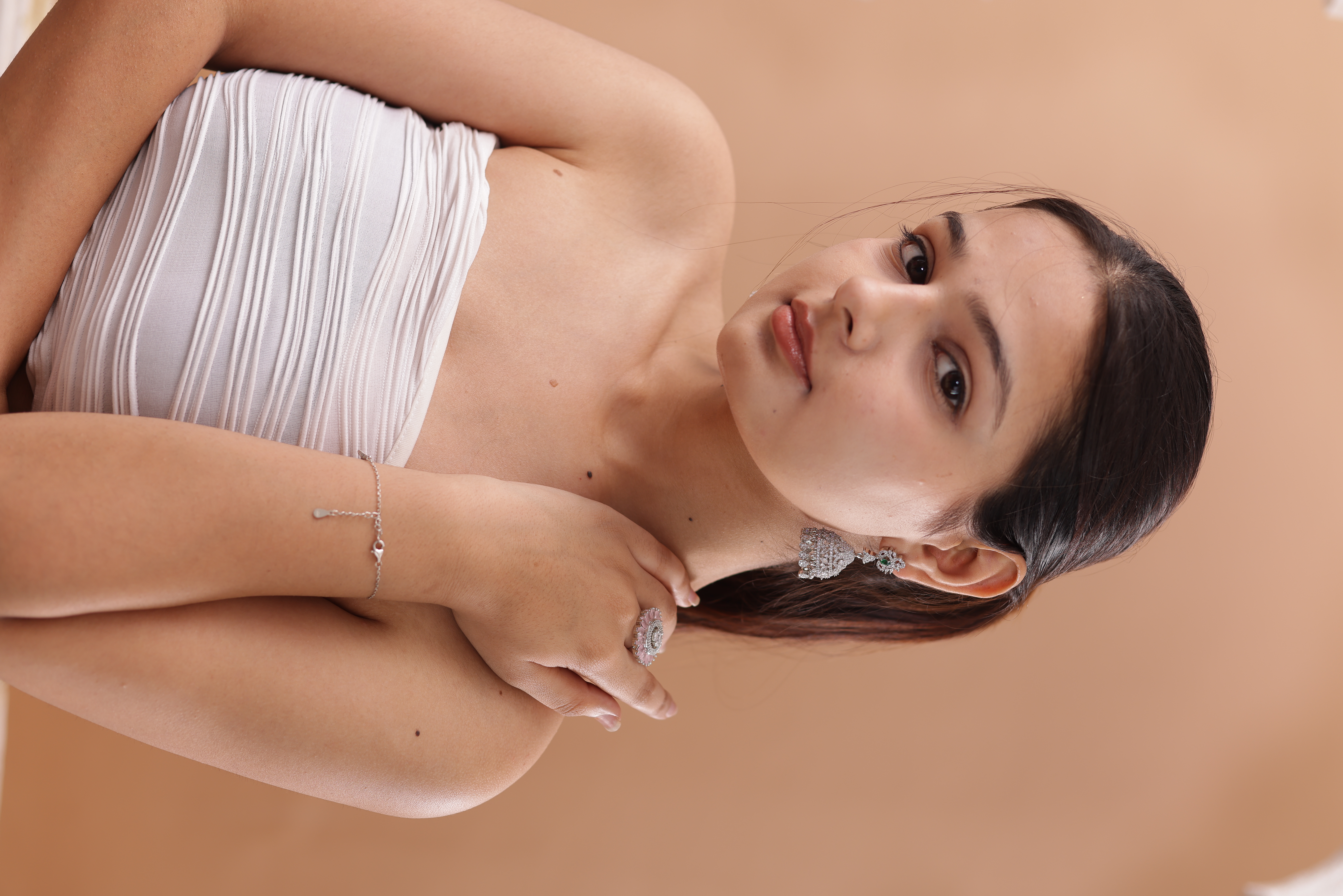 Cubic Zirconia Brass Jhumki Earring