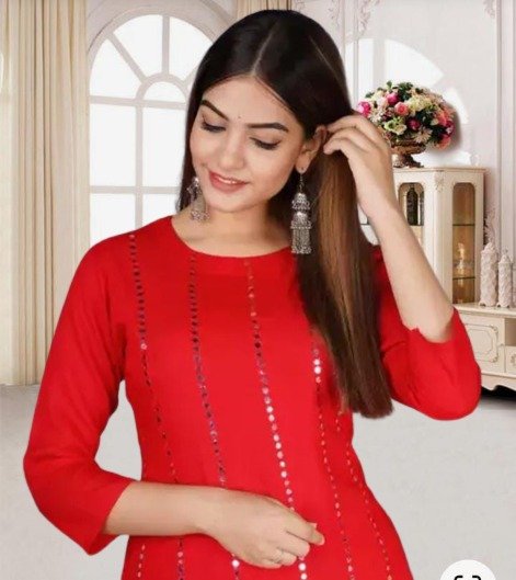 RED MIRROIR KURTI &SHARARA